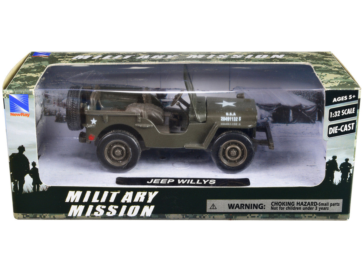 Jeep Willys U.S.A. Army Green 1/32 Diecast Model Car by New Ray LuxuryLifeWay Online Store