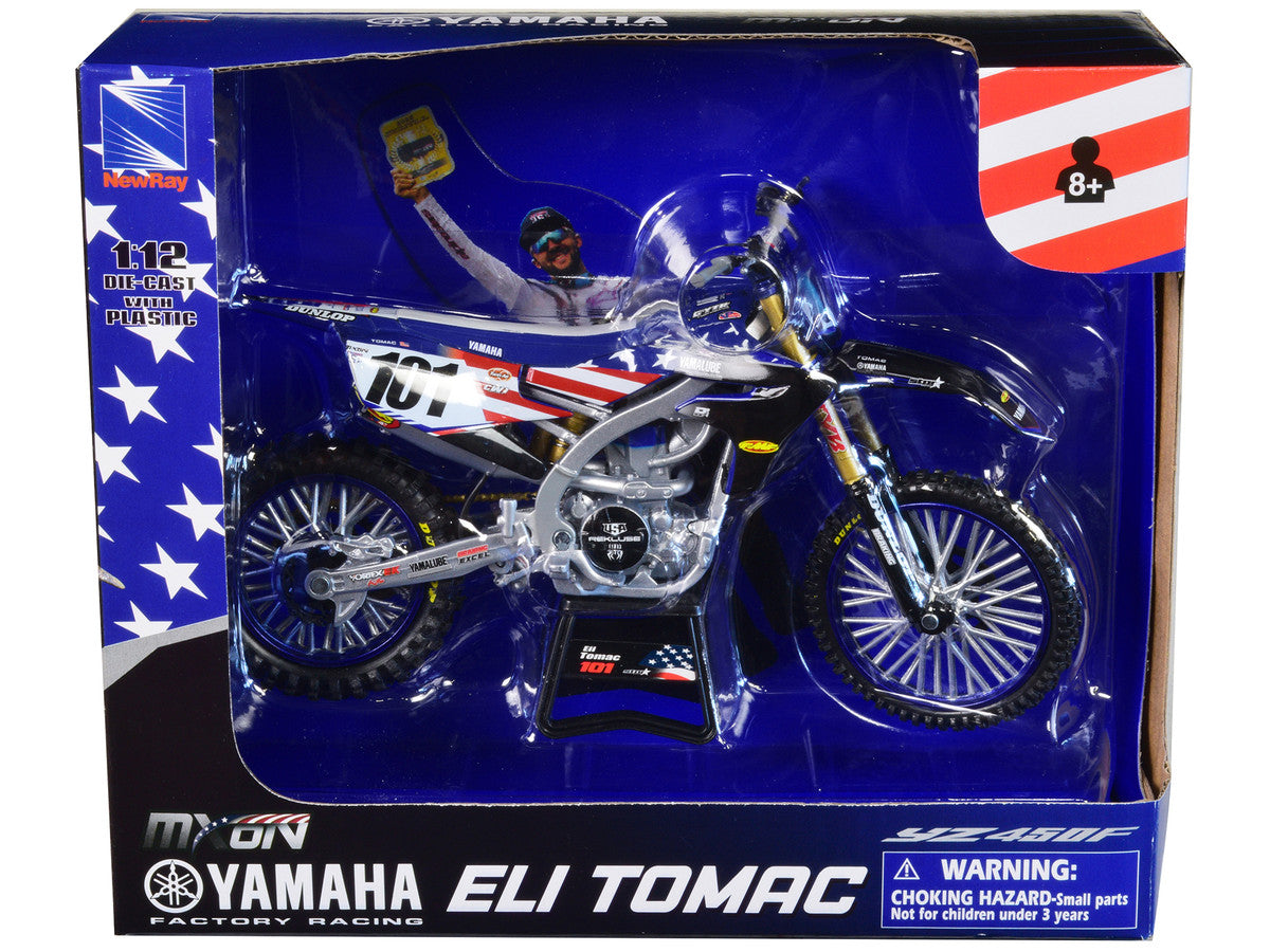 Yamaha YZ450F Dirt Bike Motorcycle #101 Eli Tomac American Flag Livery "Motocross of Nations" 1/12 Model by New Ray LuxuryLifeWay Online Store
