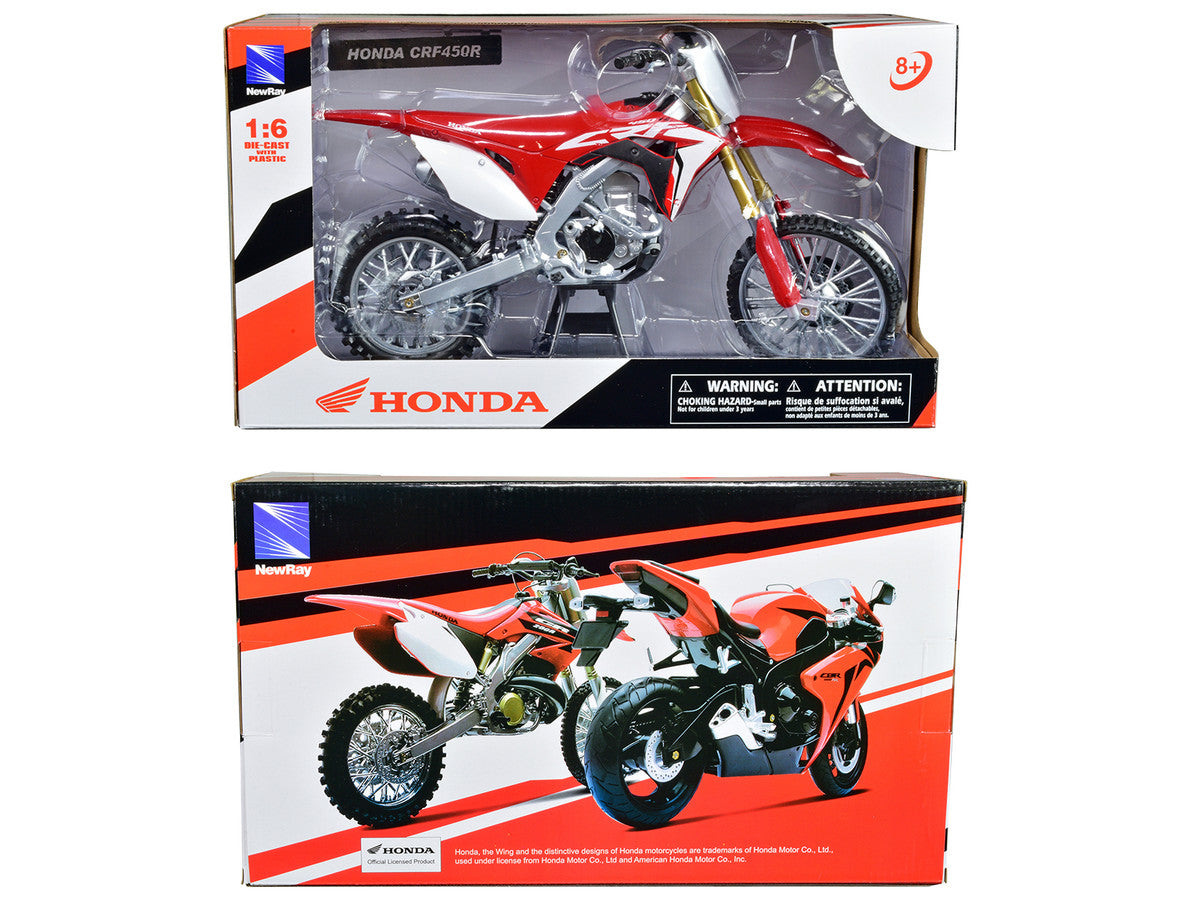 Honda CRF450R Dirt Bike Motorcycle Red and White 1/6 Diecast Model by New Ray LuxuryLifeWay Online Store