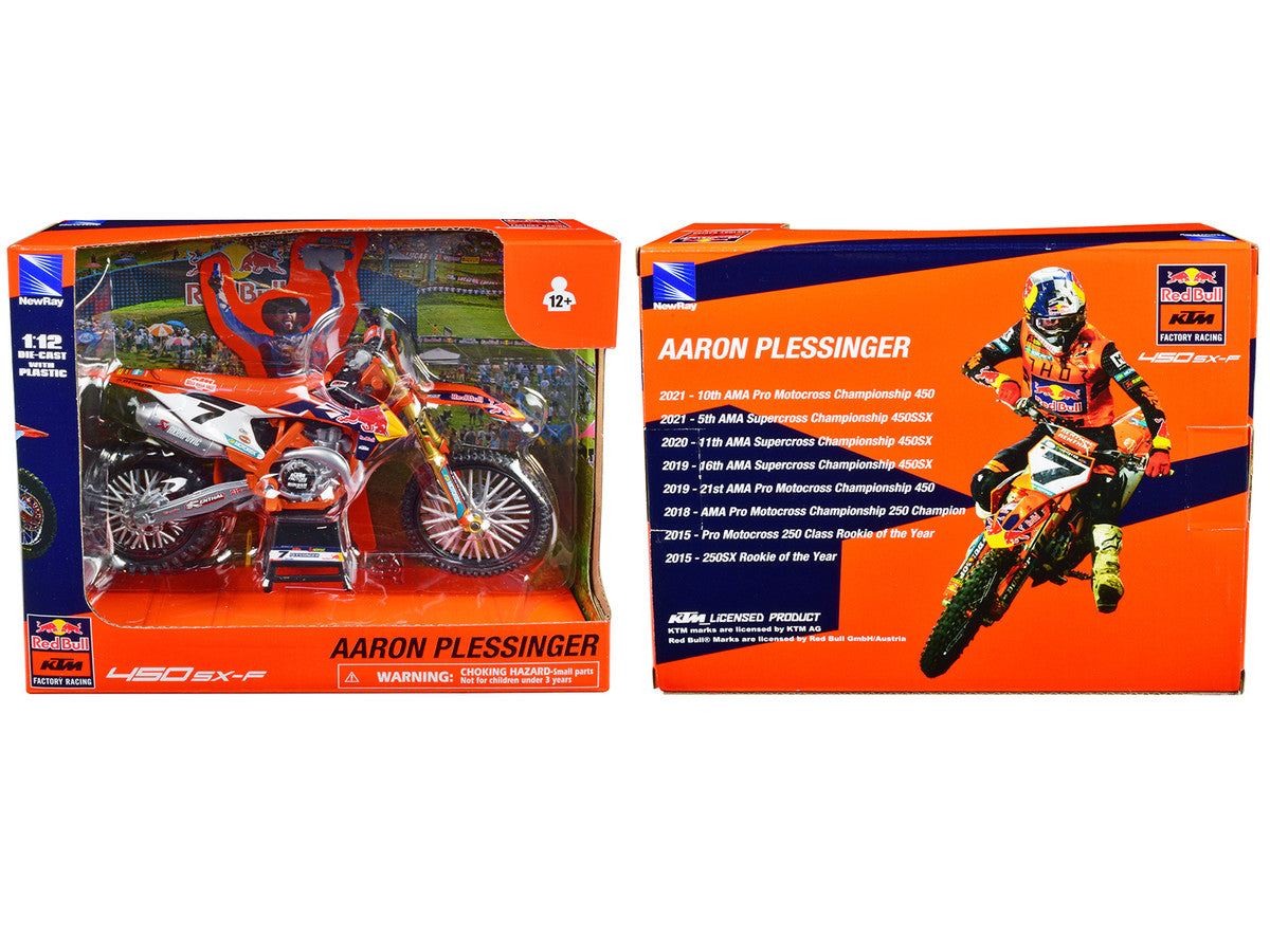 KTM 450 SX-F Motorcycle #7 Aaron Plessinger "Red Bull KTM Factory Racing" 1/12 Diecast Model by New Ray LuxuryLifeWay Online Store