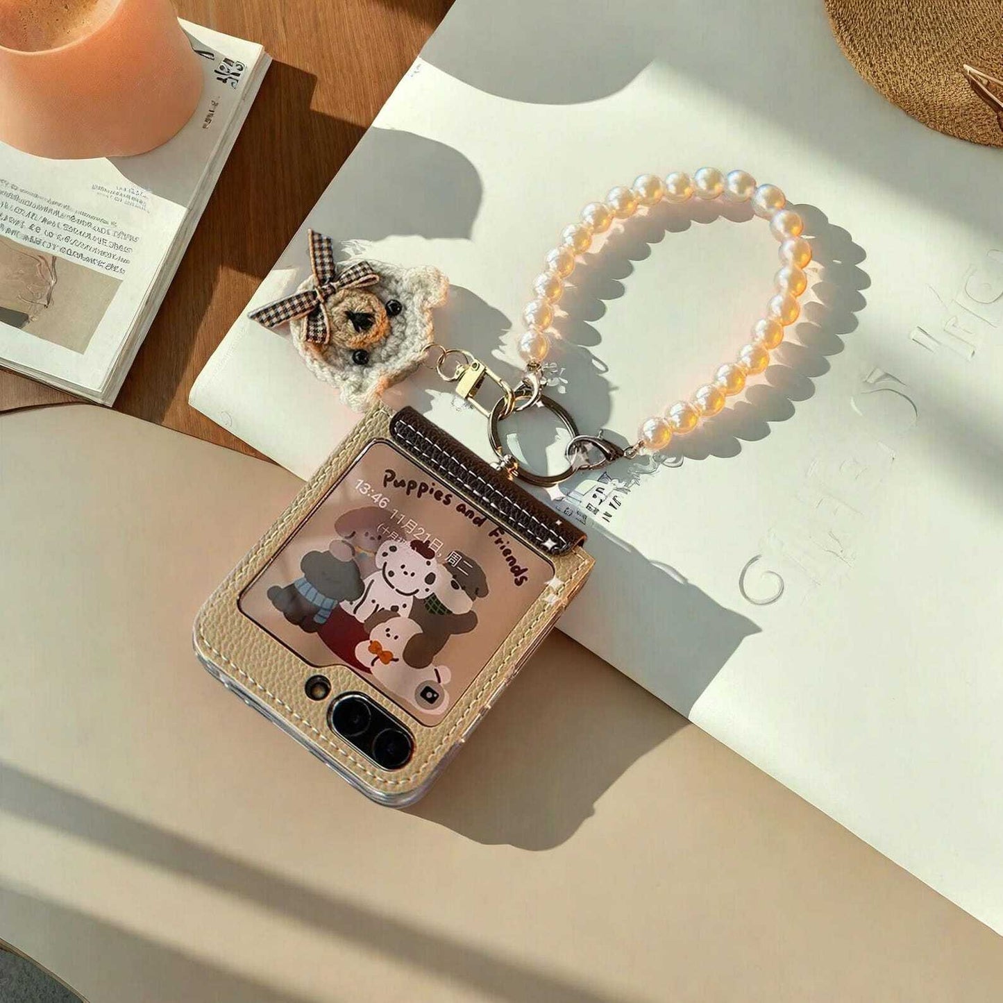 Pearl Bracelet Leather Case for Samsung Z Flip 5 6 - Stylish Chain Cover with Hinge Protection, Chic and Functional Design LuxuryLifeWay Online Store