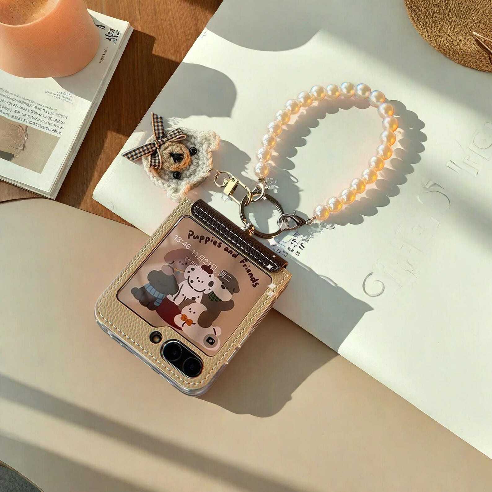 Pearl Bracelet Leather Case for Samsung Z Flip 5 6 - Stylish Chain Cover with Hinge Protection, Chic and Functional Design LuxuryLifeWay Online Store
