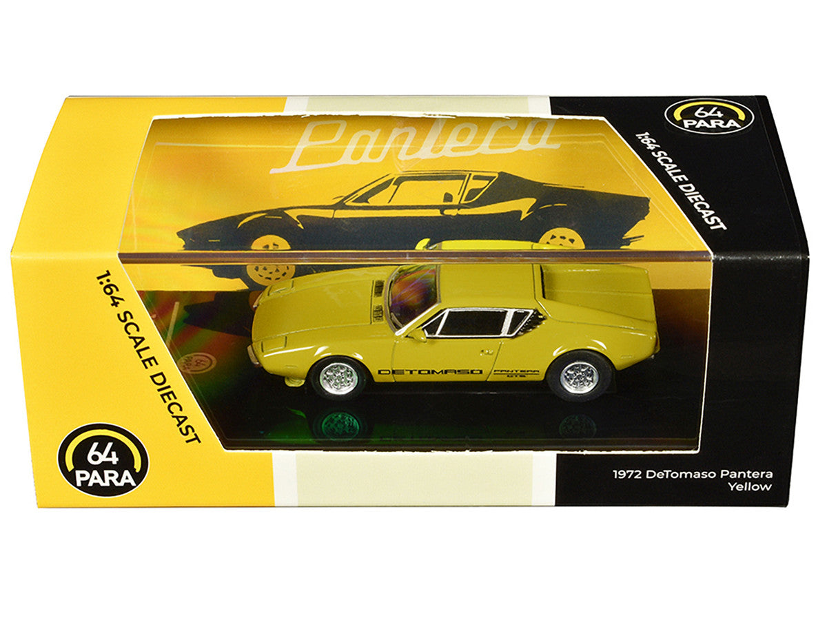 1972 De Tomaso Pantera Yellow 1/64 Diecast Model Car by Paragon Models LuxuryLifeWay Online Store