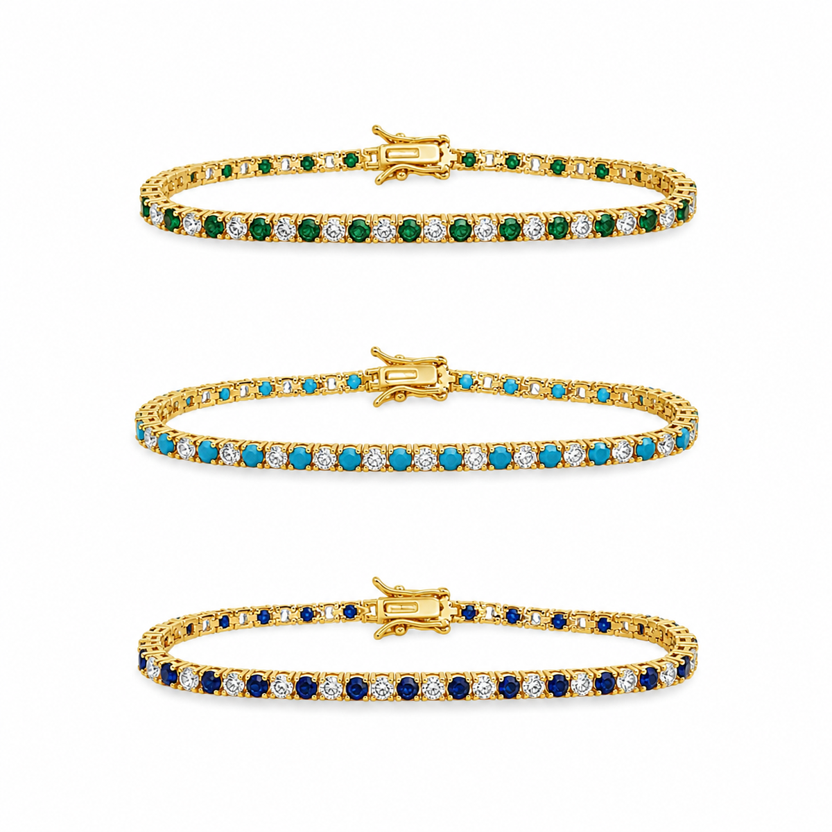 3mm CZ Tennis Bracelet – Color Stone & Clear Bezel Bracelet LuxuryLifeWay Online Store