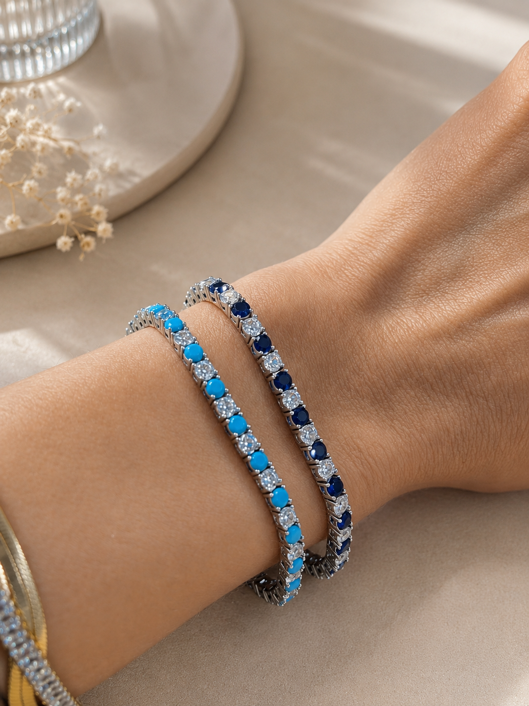 3mm CZ Tennis Bracelet – Color Stone & Clear Bezel Bracelet LuxuryLifeWay Online Store