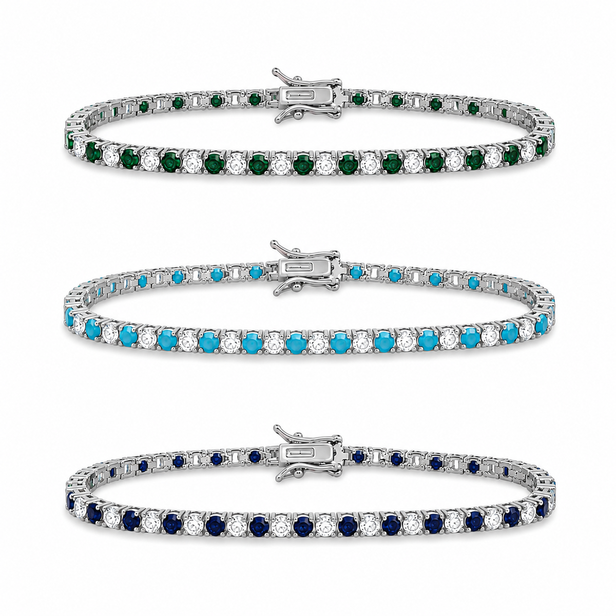 3mm CZ Tennis Bracelet – Color Stone & Clear Bezel Bracelet LuxuryLifeWay Online Store
