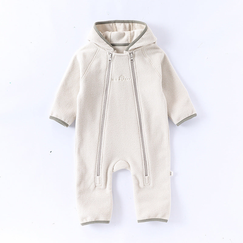 Winter Arrival Baby Unisex Long Sleeves Solid Color Letters Pattern Zip-up Rompers LuxuryLifeWay Online Store