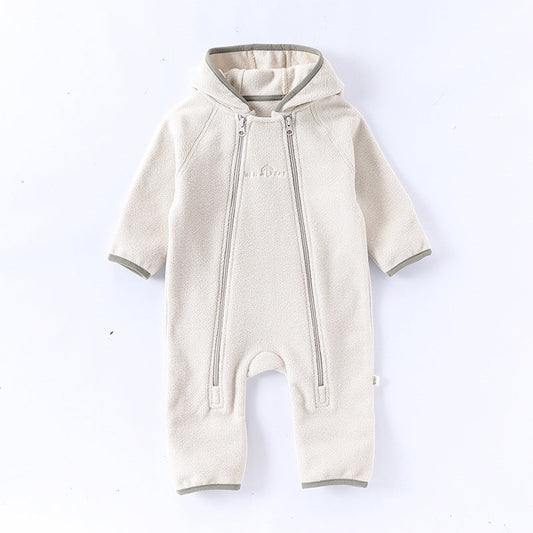 Winter Arrival Baby Unisex Long Sleeves Solid Color Letters Pattern Zip-up Rompers LuxuryLifeWay Online Store