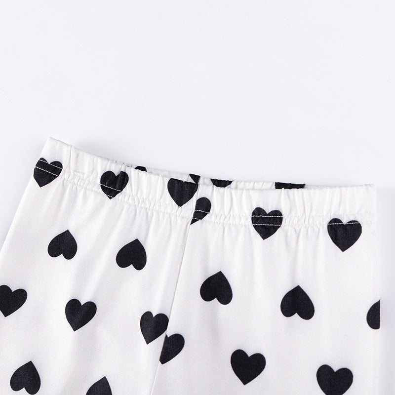 Spring and Autumn Girls Butterfly-bows Pattern Long Sleeves Top and Hearts Pattern Pants Clothing Set LuxuryLifeWay Online Store