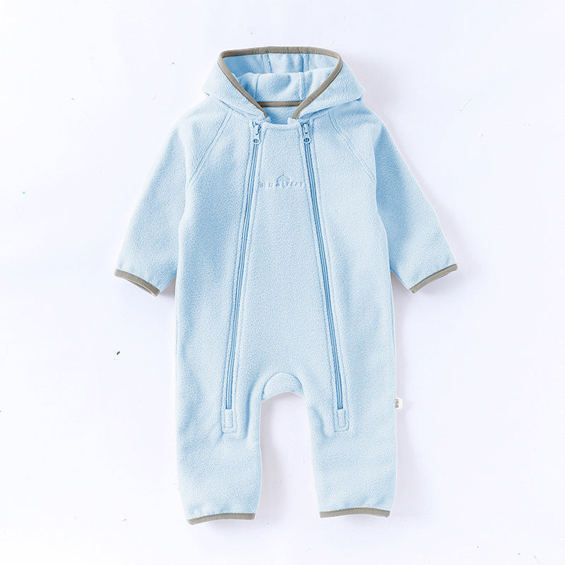 Winter Arrival Baby Unisex Long Sleeves Solid Color Letters Pattern Zip-up Rompers LuxuryLifeWay Online Store