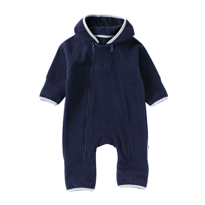 Winter Arrival Baby Unisex Long Sleeves Solid Color Letters Pattern Zip-up Rompers LuxuryLifeWay Online Store