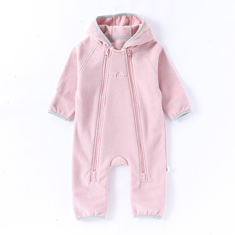 Winter Arrival Baby Unisex Long Sleeves Solid Color Letters Pattern Zip-up Rompers LuxuryLifeWay Online Store