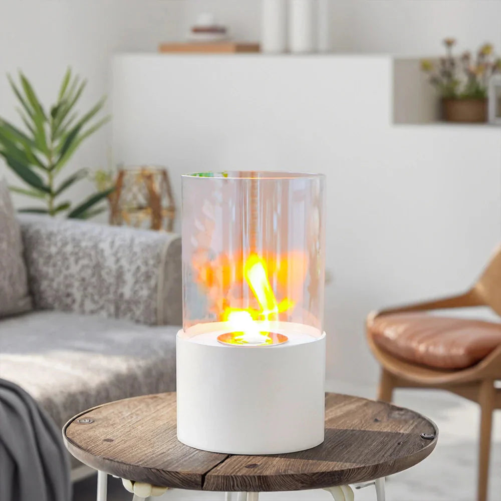 11.4"H  Round Portable Tabletop Fireplace(white) LuxuryLifeWay Online Store