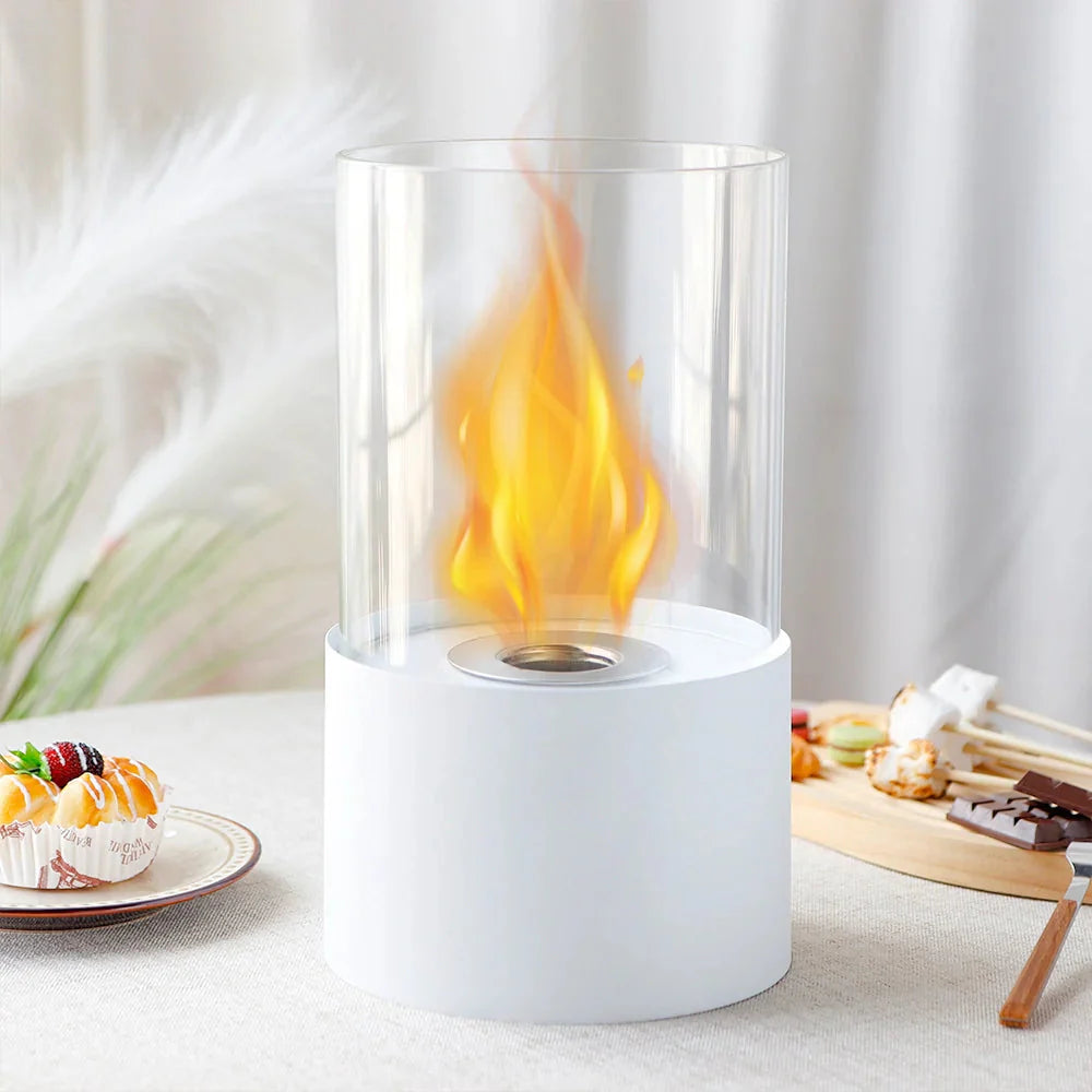 11.4"H  Round Portable Tabletop Fireplace(white) LuxuryLifeWay Online Store