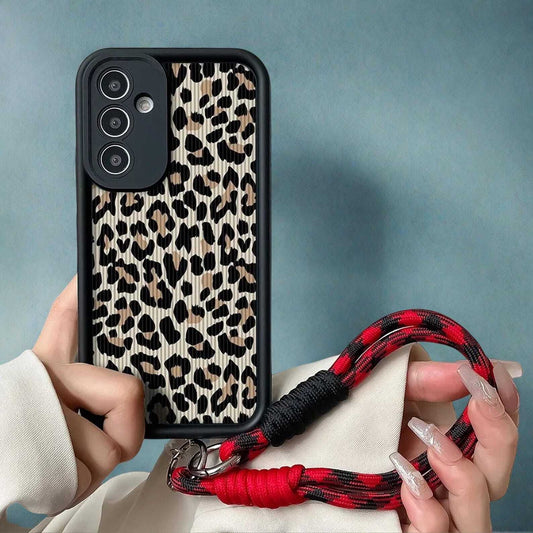 Leopard Print Wrist Strap Case for Samsung S25 S24 S23 S22 S21 Plus Ultra, Soft TPU Protective Cover with Secure Chain Lanyard LuxuryLifeWay Online Store
