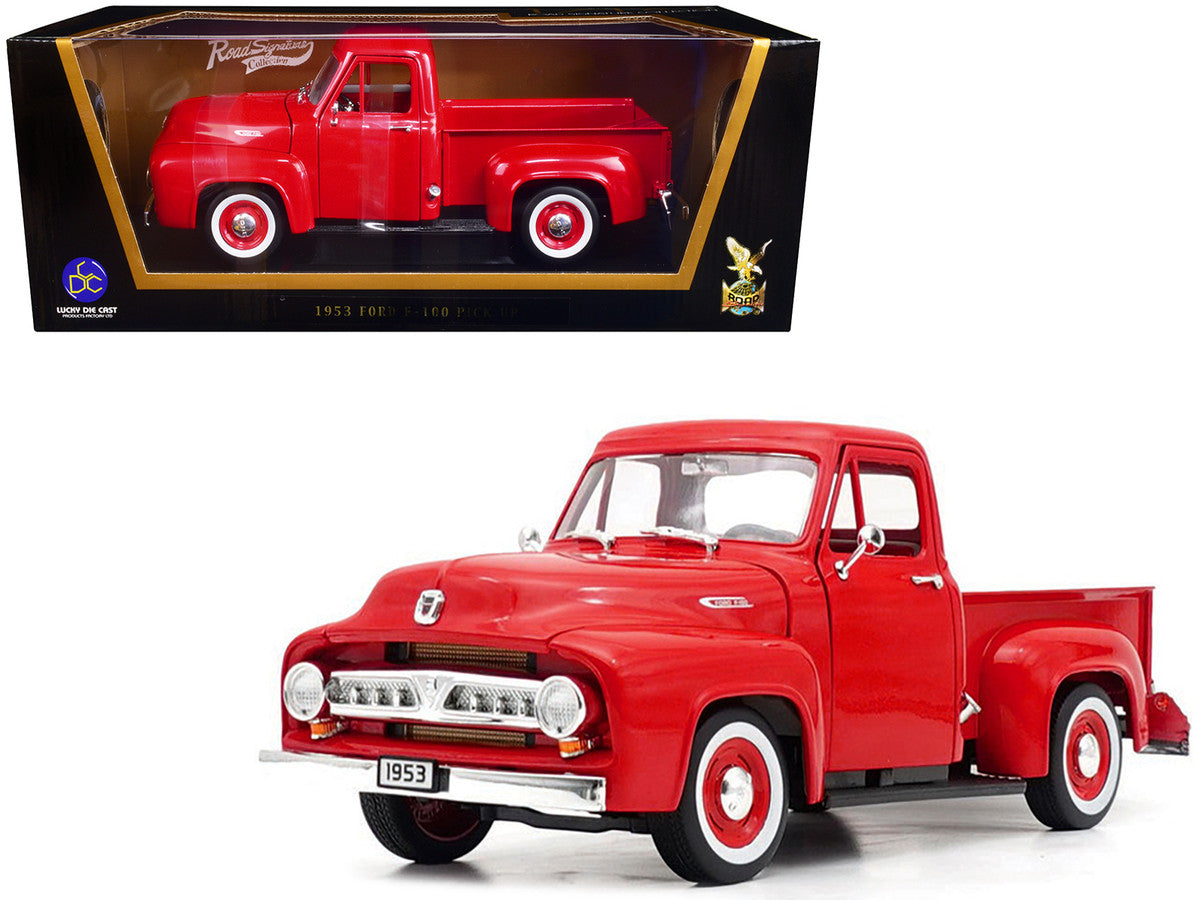 1953 Ford F-100 Pickup Truck Red 1/18 Diecast Model Car by Road Signature LuxuryLifeWay Online Store