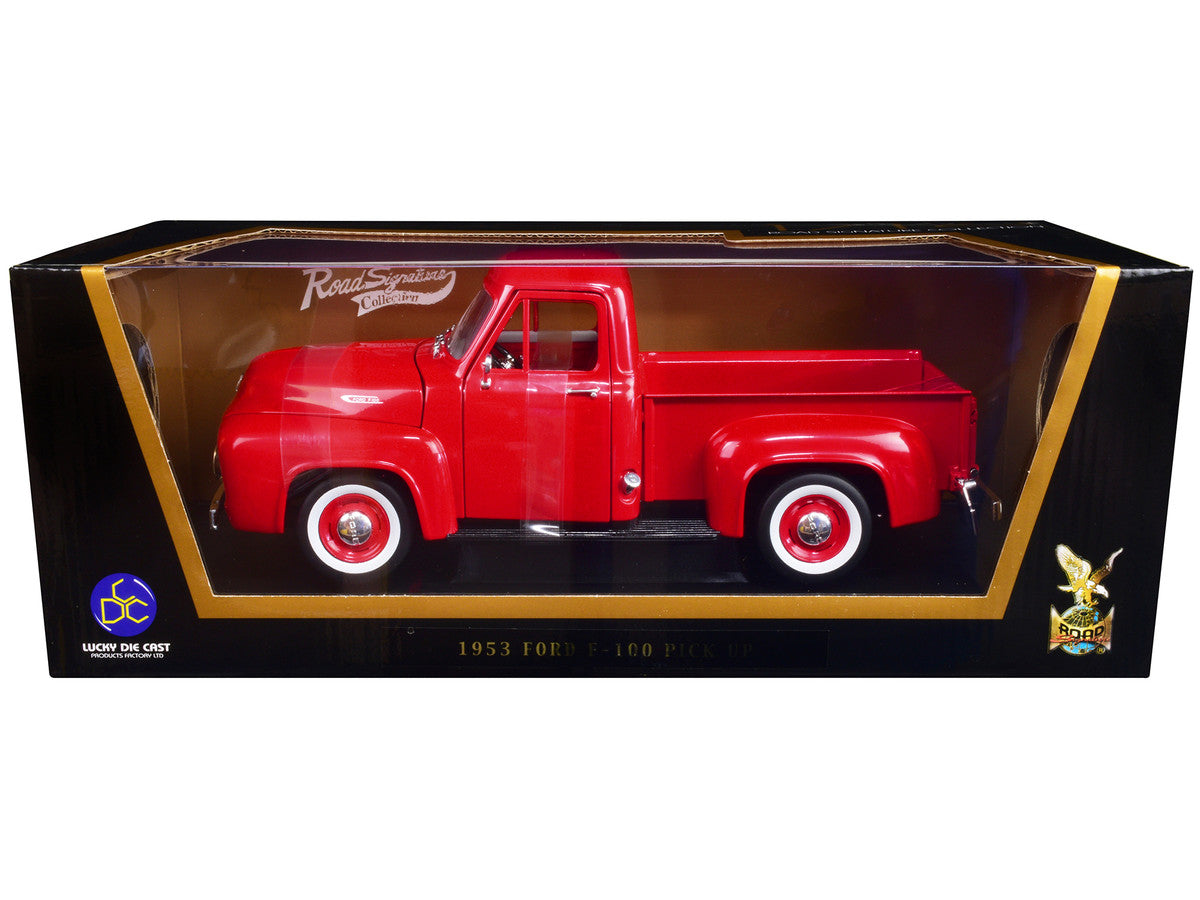 1953 Ford F-100 Pickup Truck Red 1/18 Diecast Model Car by Road Signature LuxuryLifeWay Online Store