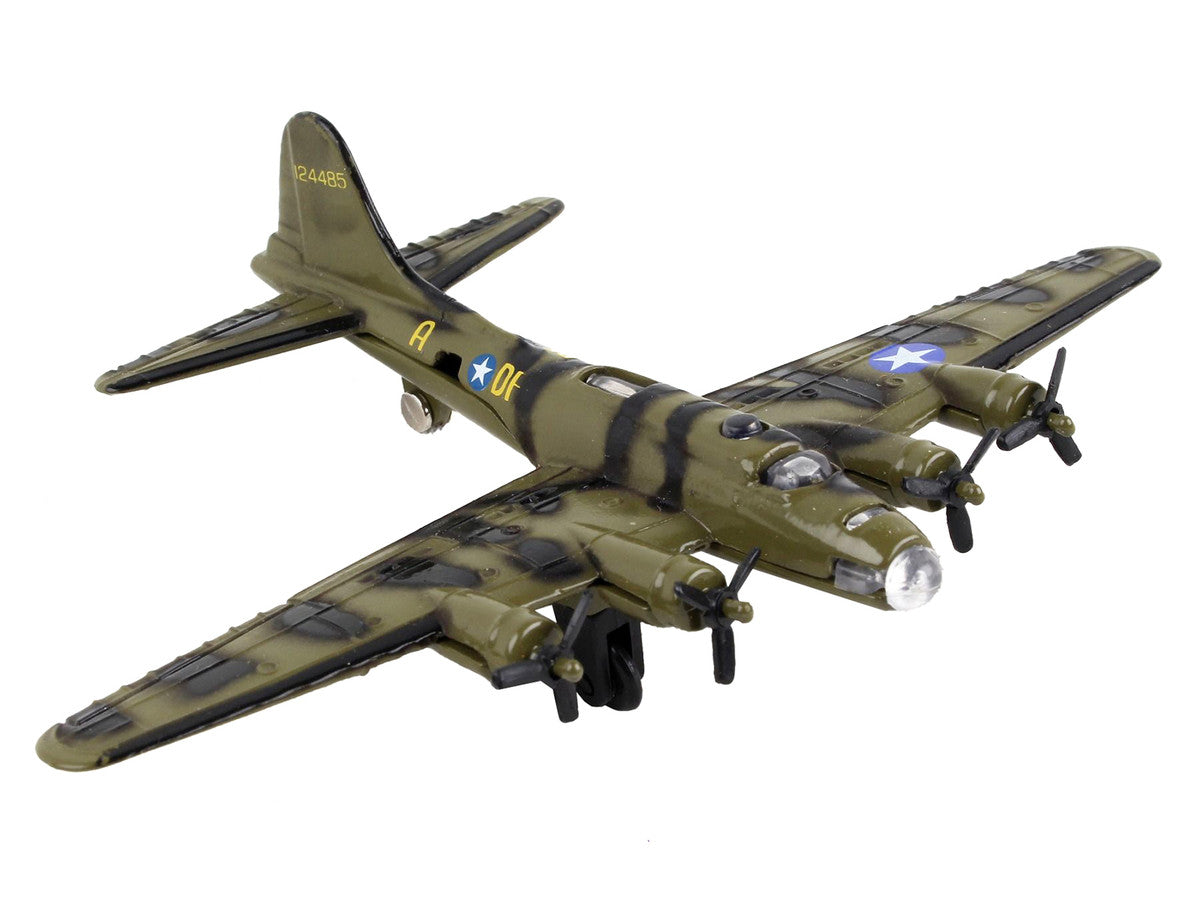 Boeing B-17 Flying Fortress Bomber Aircraft Olive Green Camouflage "United States Army Air Force" with Runway Section Diecast Model Airplane by Runway24 LuxuryLifeWay Online Store