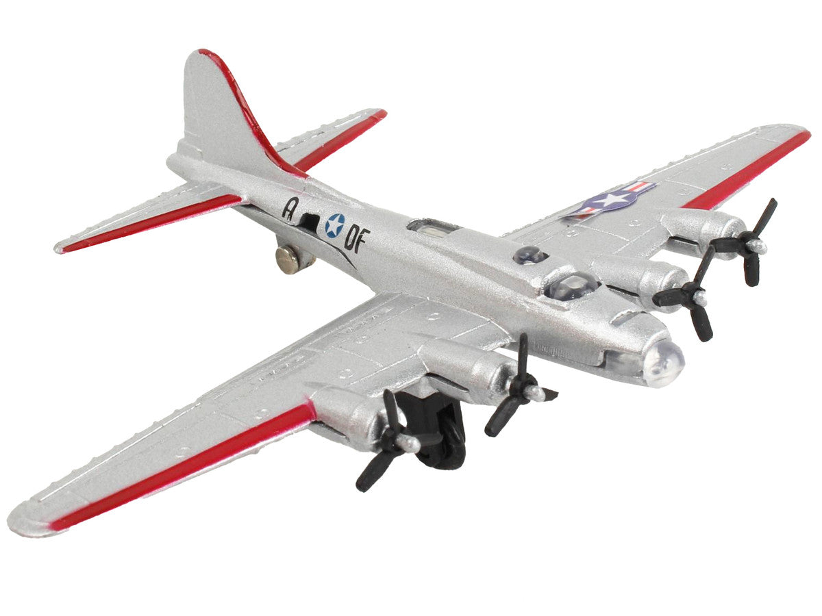Boeing B-17 Flying Fortress Bomber Aircraft Silver Metallic "United States Army Air Force" with Runway Section Diecast Model Airplane by Runway24 LuxuryLifeWay Online Store