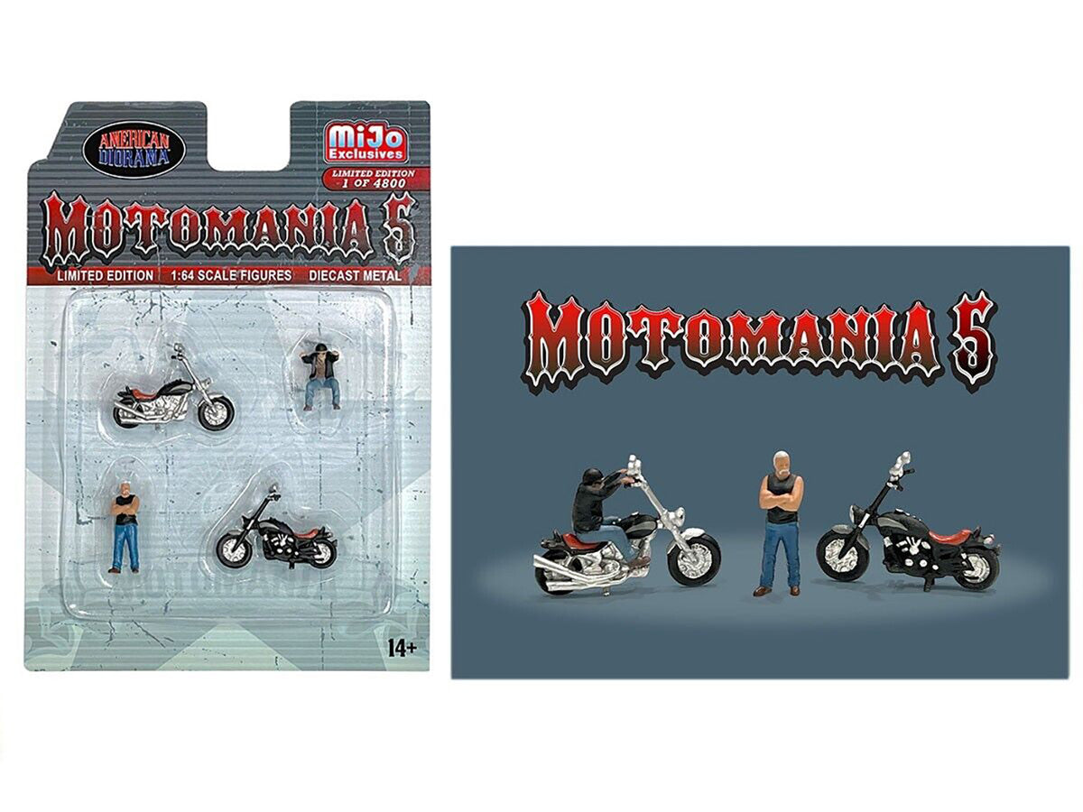 "Motomania 5" 4 piece Diecast Set (2 Figures and 2 Motorcycles) Limited Edition to 4800 pieces Worldwide for 1/64 Scale Models by American Diorama LuxuryLifeWay Online Store