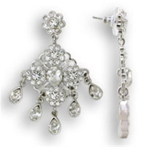 S37110 - Rhodium 925 Sterling Silver Earrings with Top Grade Crystal  in Clear LuxuryLifeWay Online Store