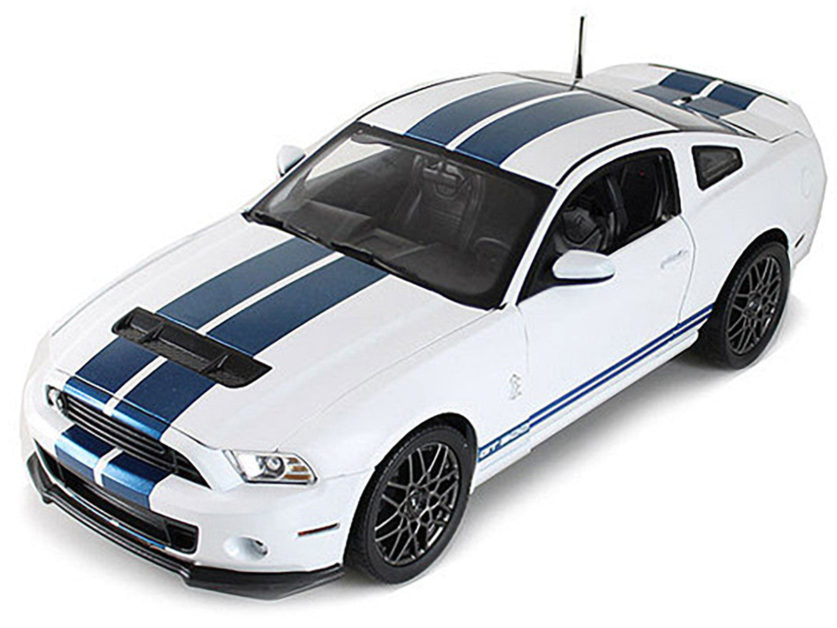 2013 Ford Shelby Cobra GT500 SVT White with Blue Stripes 1/18 Diecast Car Model by Shelby Collectibles LuxuryLifeWay Online Store