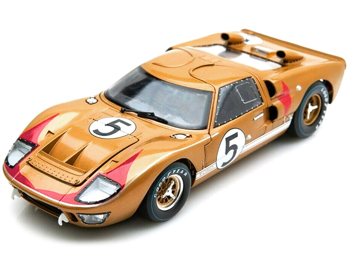 1966 Ford GT-40 MK II RHD (Right hand Drive) #5 Gold 24H of Le Mans 1/18 Diecast Model Car by Shelby Collectibles LuxuryLifeWay Online Store