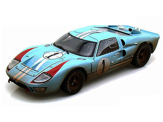 1966 Ford GT-40 MK II #1 Light Blue Miles - Hulme Le Mans (Dirty Version) 1/18 Diecast Model Car by Shelby Collectibles LuxuryLifeWay Online Store