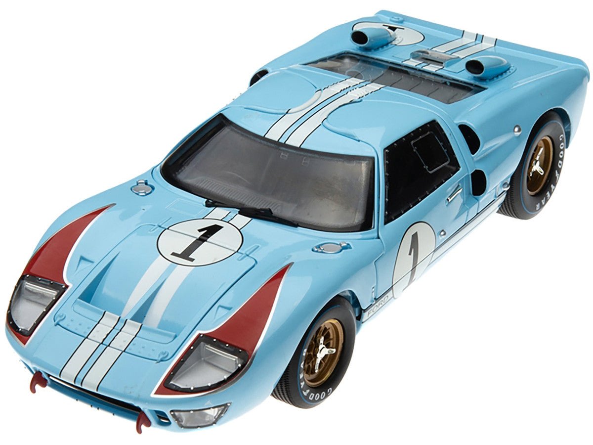 1966 Ford GT 40 MK II RHD (Right Hand Drive) #1 Light Blue Miles - Hulme Le Mans 1/18 Diecast Model Car by Shelby Collectibles LuxuryLifeWay Online Store