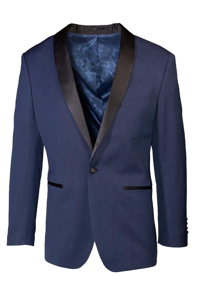 "Sebastian" Indigo Pindot Tuxedo Jacket Shawl (Separates) LuxuryLifeWay Online Store