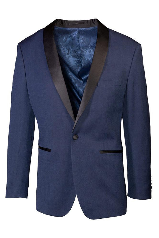 "Sebastian" Indigo Pindot Tuxedo Jacket Shawl (Separates) LuxuryLifeWay Online Store