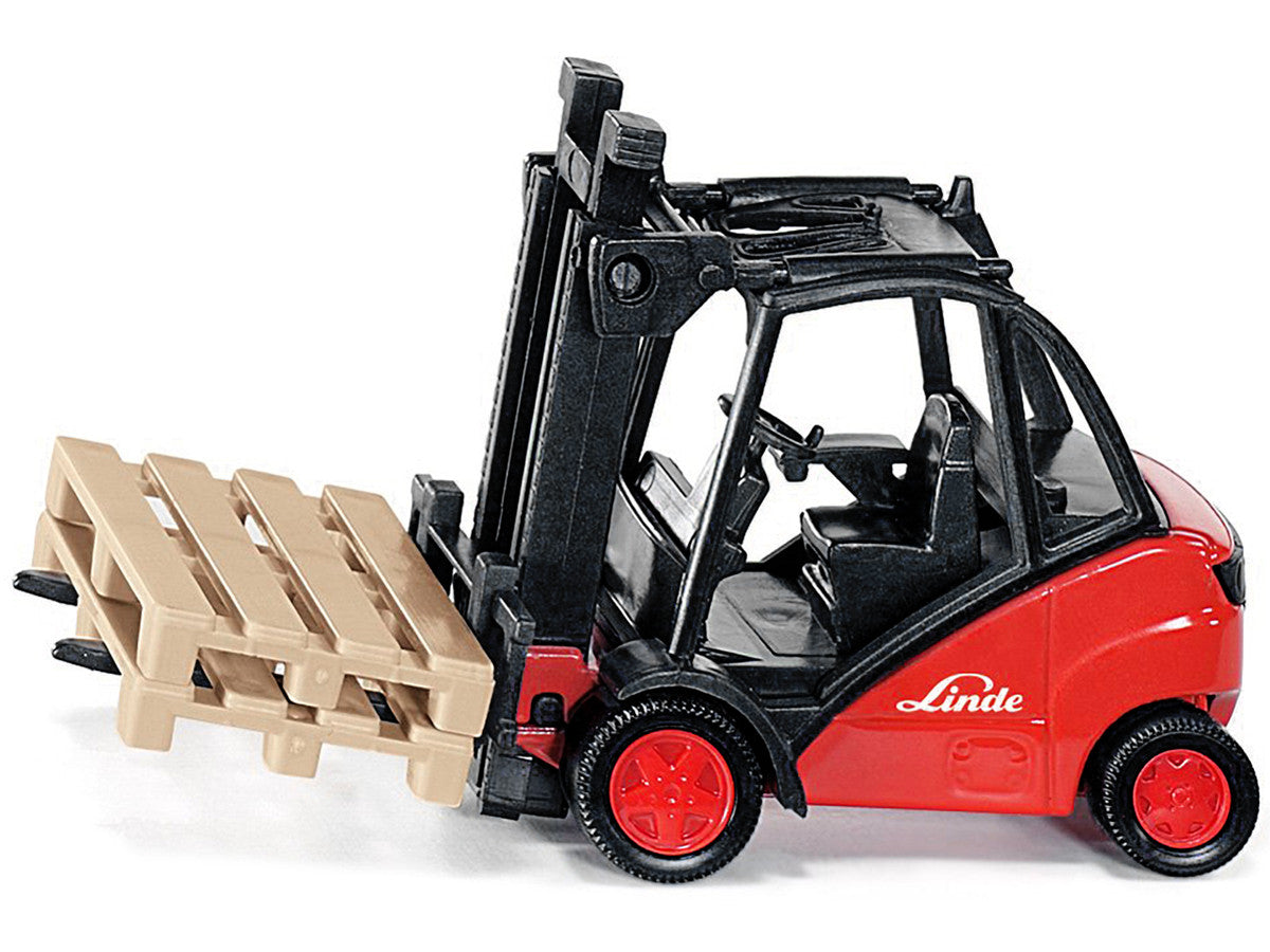 Linde Forklift Truck Red with 2 Pallet Accessories 1/50 Diecast Model by Siku LuxuryLifeWay Online Store