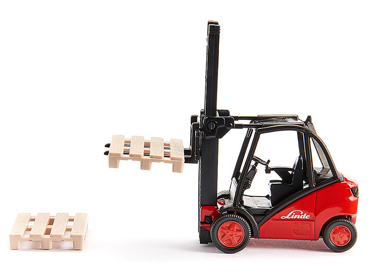 Linde Forklift Truck Red with 2 Pallet Accessories 1/50 Diecast Model by Siku LuxuryLifeWay Online Store