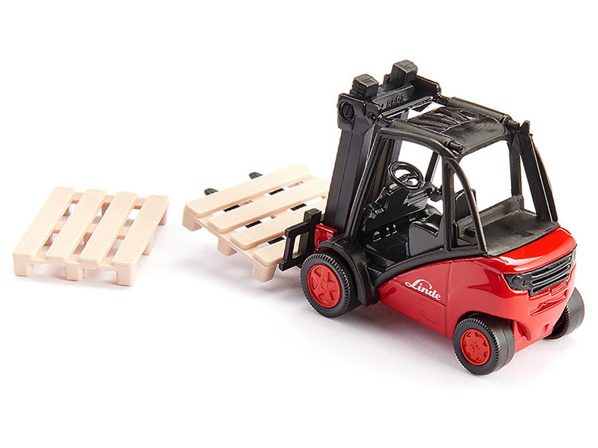 Linde Forklift Truck Red with 2 Pallet Accessories 1/50 Diecast Model by Siku LuxuryLifeWay Online Store