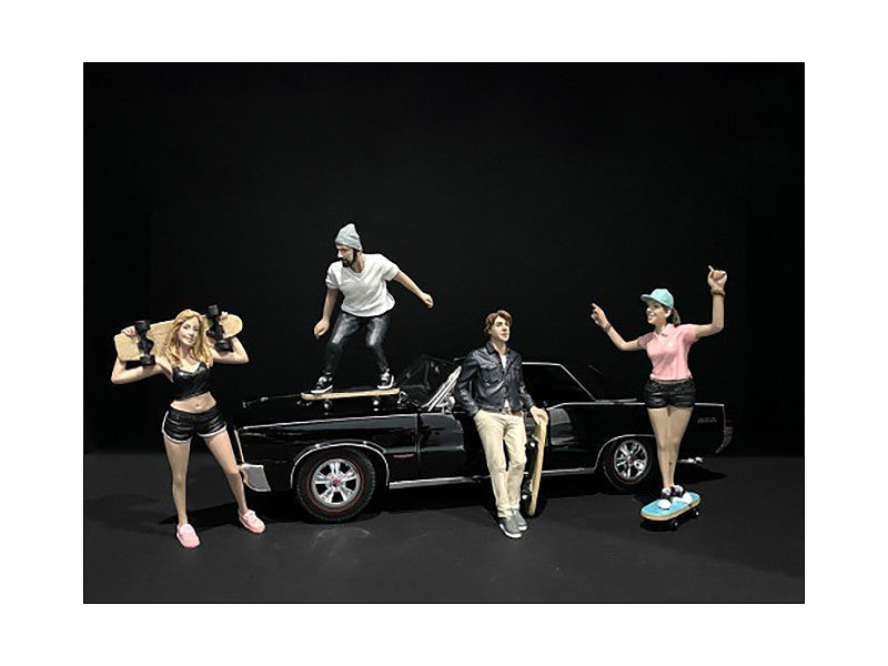 Skateboarders Figurines 4 piece Set for 1/24 Scale Models by American Diorama LuxuryLifeWay Online Store