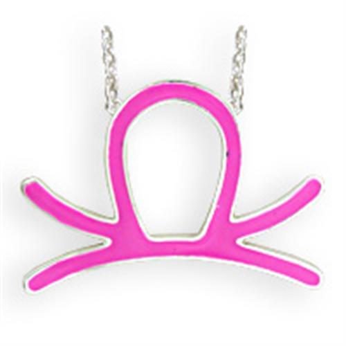 SNK01PINK - Silver Brass Chain Pendant with Epoxy  in Rose LuxuryLifeWay Online Store