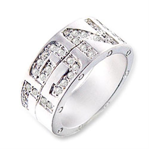 SR35 - Matte Silver Brass Ring with Top Grade Crystal  in Clear LuxuryLifeWay Online Store