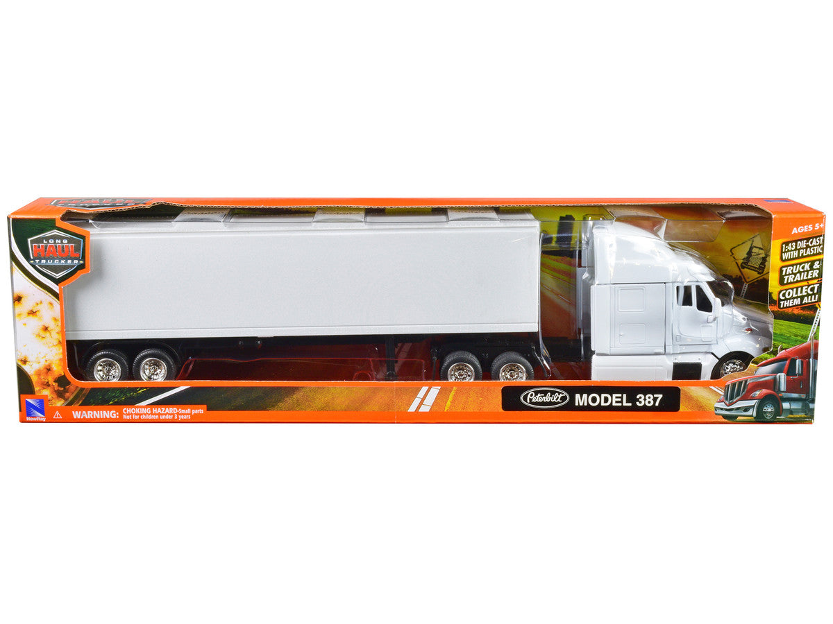 Peterbilt 387 Truck with Dry Goods Trailer White "Long Haul Trucker" Series 1/43 Diecast Model by New Ray LuxuryLifeWay Online Store