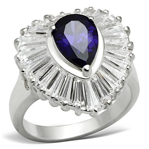SS004 - Silver 925 Sterling Silver Ring with AAA Grade CZ  in Tanzanite LuxuryLifeWay Online Store
