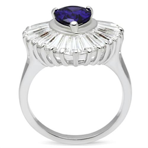 SS004 - Silver 925 Sterling Silver Ring with AAA Grade CZ  in Tanzanite LuxuryLifeWay Online Store