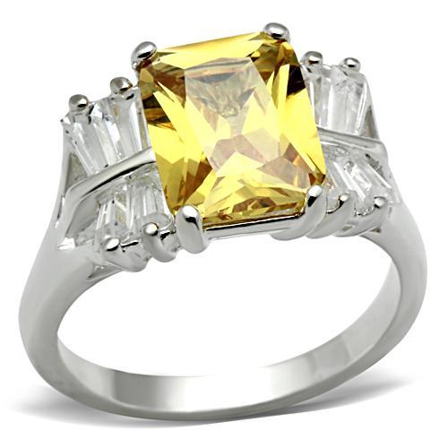 SS012 - Silver 925 Sterling Silver Ring with AAA Grade CZ  in Topaz LuxuryLifeWay Online Store