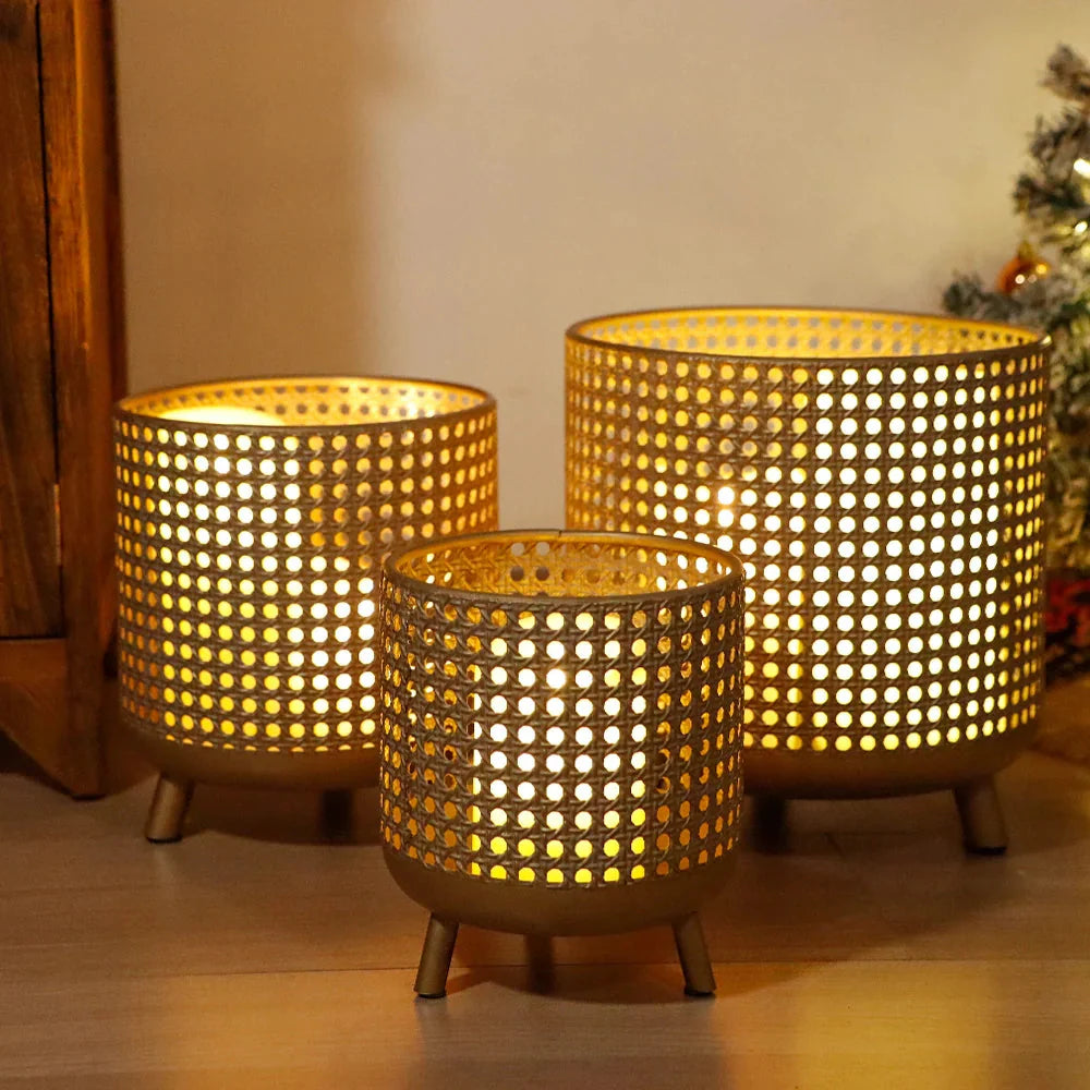 Set of 3 Plant Pots 10/8.5/7''H (Antique Gold) LuxuryLifeWay Online Store