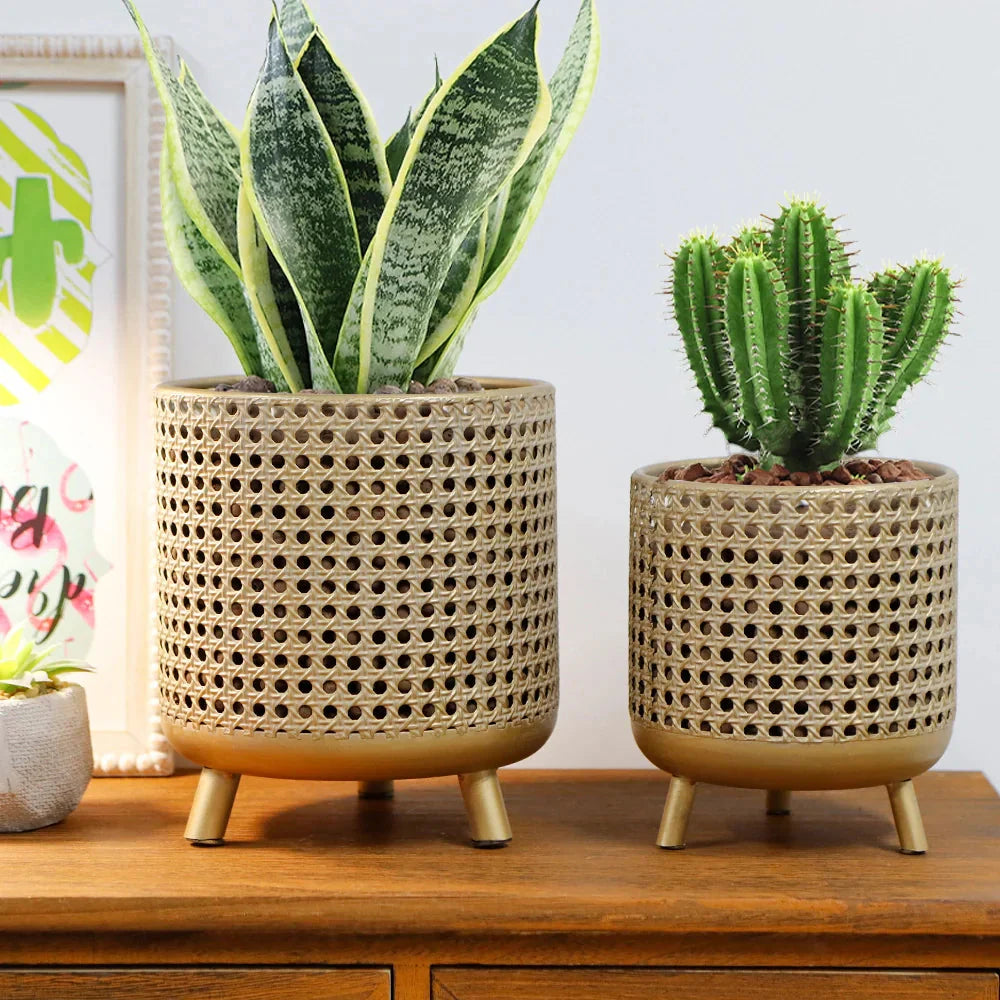 Set of 3 Plant Pots 10/8.5/7''H (Antique Gold) LuxuryLifeWay Online Store