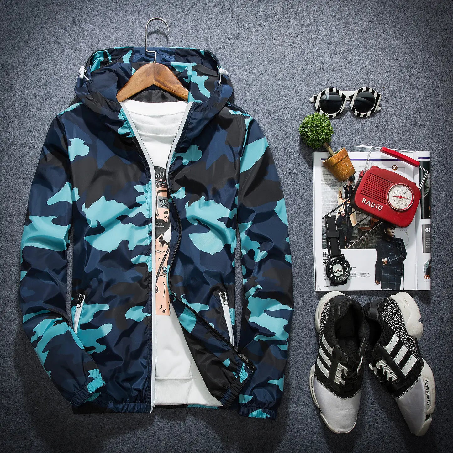 Youth Camouflage Hooded Jacket for Spring and Autumn