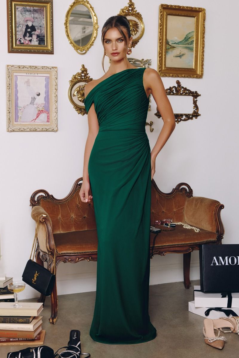 One-shoulder Neckline Draped Chiffon LuxuryLifeWay Online Store