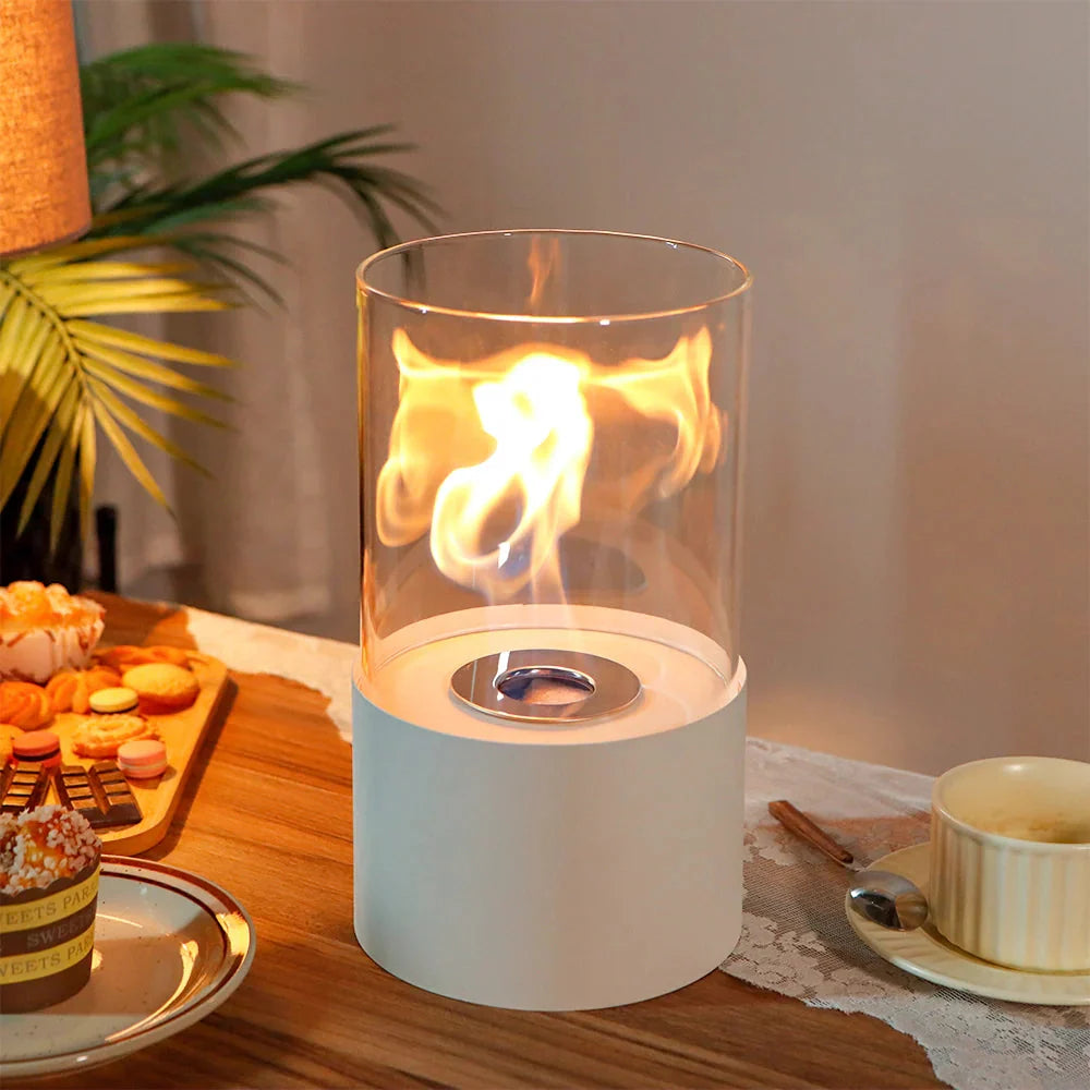 11.4"H  Round Portable Tabletop Fireplace(white) LuxuryLifeWay Online Store