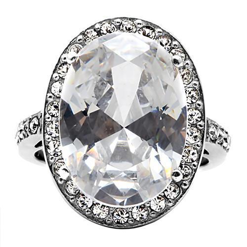 TK010- High polished (no plating) Stainless Steel Ring with AAA Grade CZ  in Clear LuxuryLifeWay Online Store