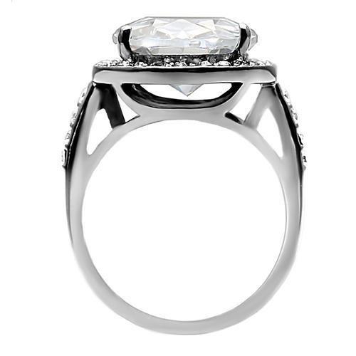 TK010- High polished (no plating) Stainless Steel Ring with AAA Grade CZ  in Clear LuxuryLifeWay Online Store