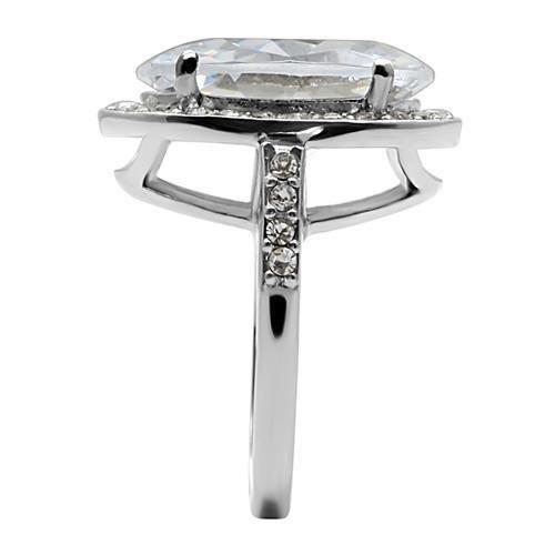 TK010- High polished (no plating) Stainless Steel Ring with AAA Grade CZ  in Clear LuxuryLifeWay Online Store