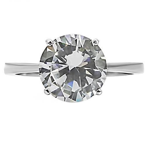 LOTK013 - High polished (no plating) Stainless Steel Ring with AAA Grade CZ  in Clear-9mm LuxuryLifeWay Online Store